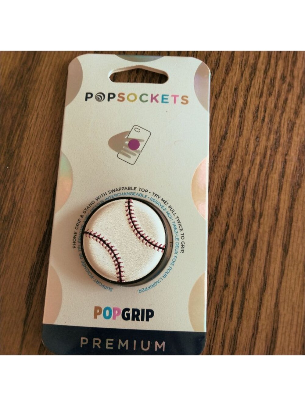 PopSockets PopGrip Premium Baseball Design Phone Grip Stand Swappable Top